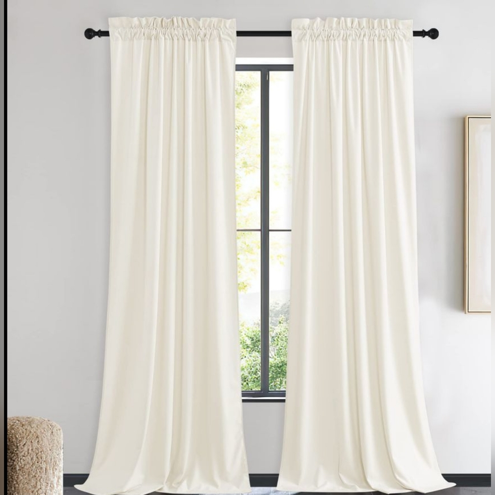 NICETOWN Ivory‎ White Velvet Curtains 90" L  2 PCS 42Wx90L